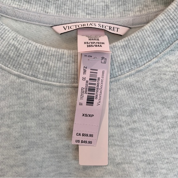 VS Snow Heather Grey Cotton Fleece Corset Crewneck Sweatshirt - Picture 9 of 12